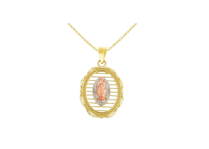 Three Tone Plated Filigree Mother Mary Pendant